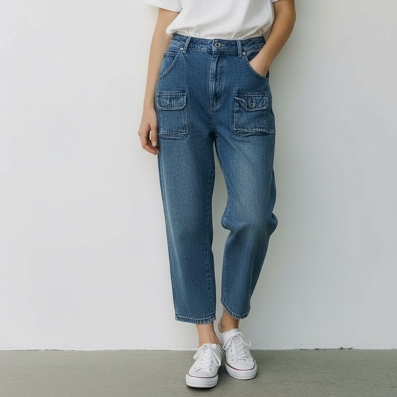 OshKosh B'gosh Denim - Vintage OshKosh High Rise Utility Jeans Straight Leg Workwear Denim 34 X 29